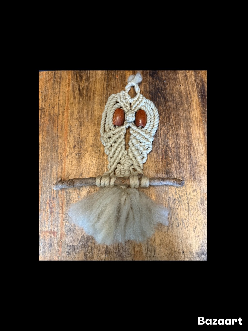 VTG Boho Owl Macrame Wall Hanging- 70’s - Retro - Woodland Handmade 13” x 10